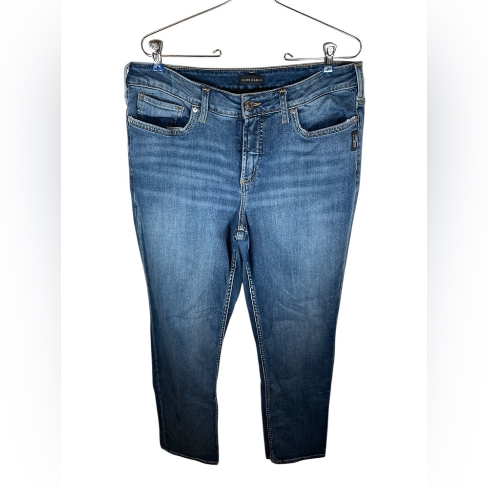 Silver Jeans Avery Blue Straight Leg Women's Jeans - Picture 2 of 9